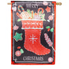 Evergreen Christmas Stocking House Flag