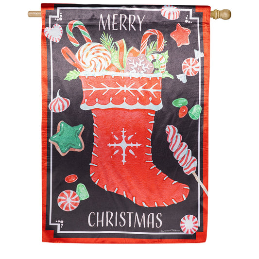 Evergreen Christmas Stocking House Flag
