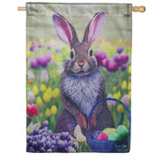 Evergreen Bunny in Tulip Field Lustre House Flag