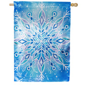 Evergreen Vibrant Snowflake Lustre House Flag