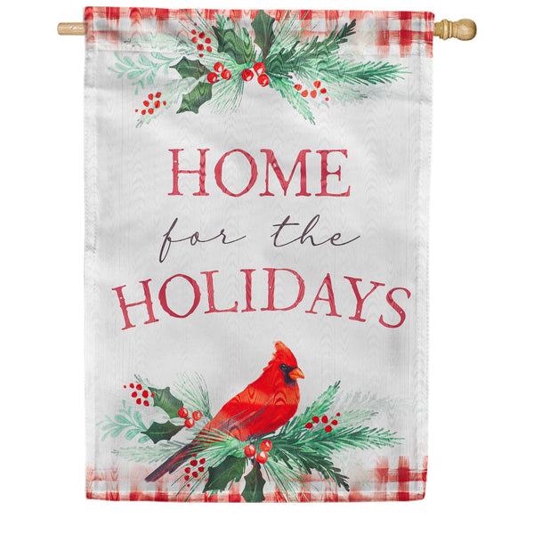 Evergreen Home for the Holidays Cardinal House Flag