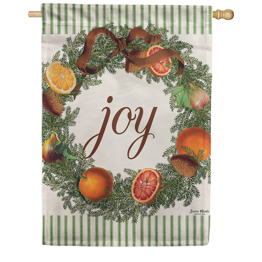 Evergreen Joy Wreath House Flag