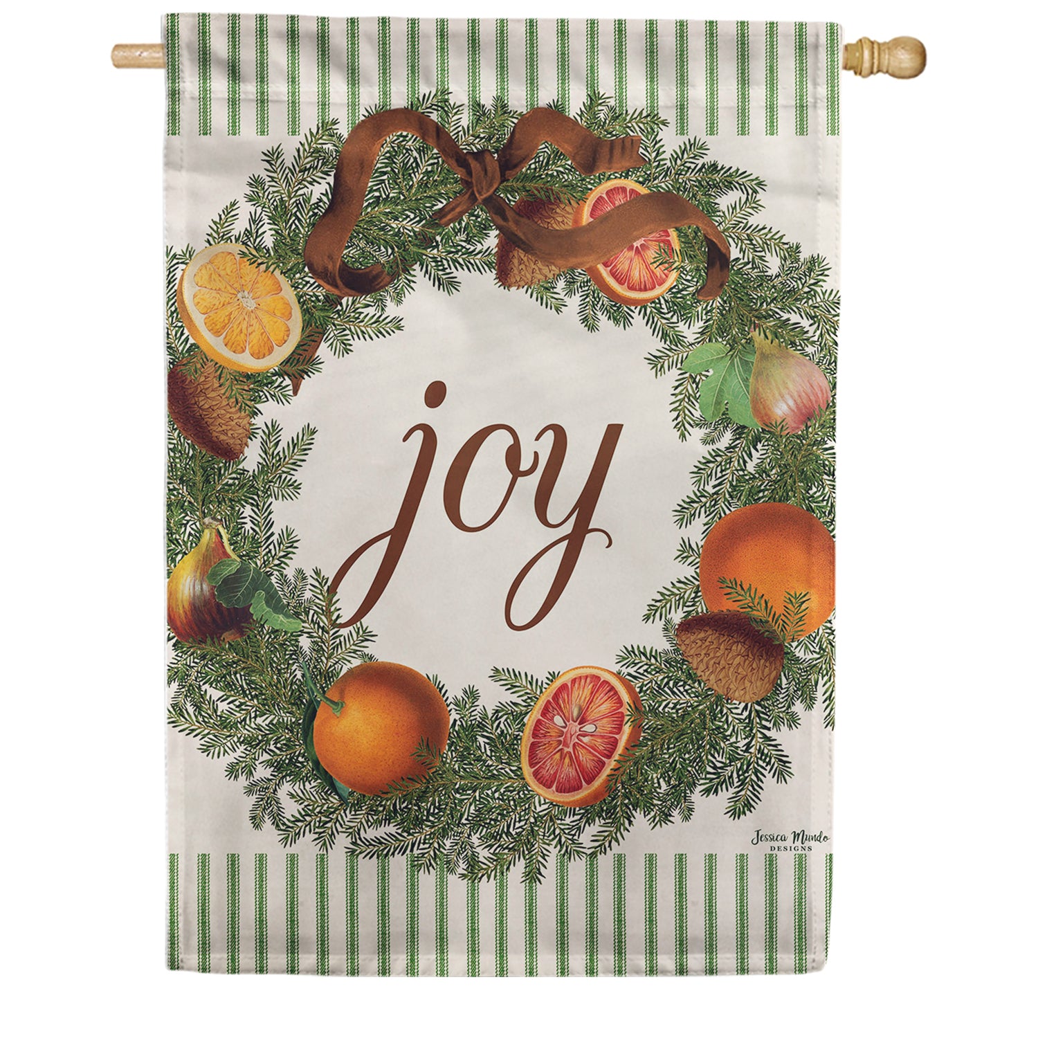 Evergreen Joy Wreath House Flag