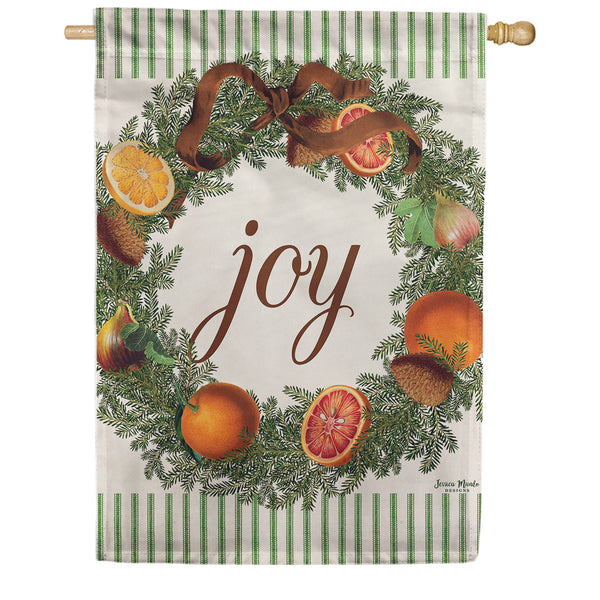 Evergreen Joy Wreath House Flag