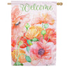 Evergreen Welcome Poppies Moire House Flag