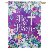 Evergreen Suede 2-Sided House Flag - Spring Flowers Easter Cross