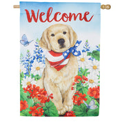 Evergreen Dog with Patriotic Bandana Suede House Flag