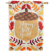 Evergreen Happy Fall Acorn Suede House Flag