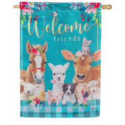 Evergreen Sweet Farm Friends Suede House Flag