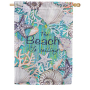 Evergreen The Beach is Calling Suede House Flag