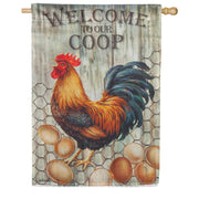 Evergreen Welcome to Our Coop Suede House Flag