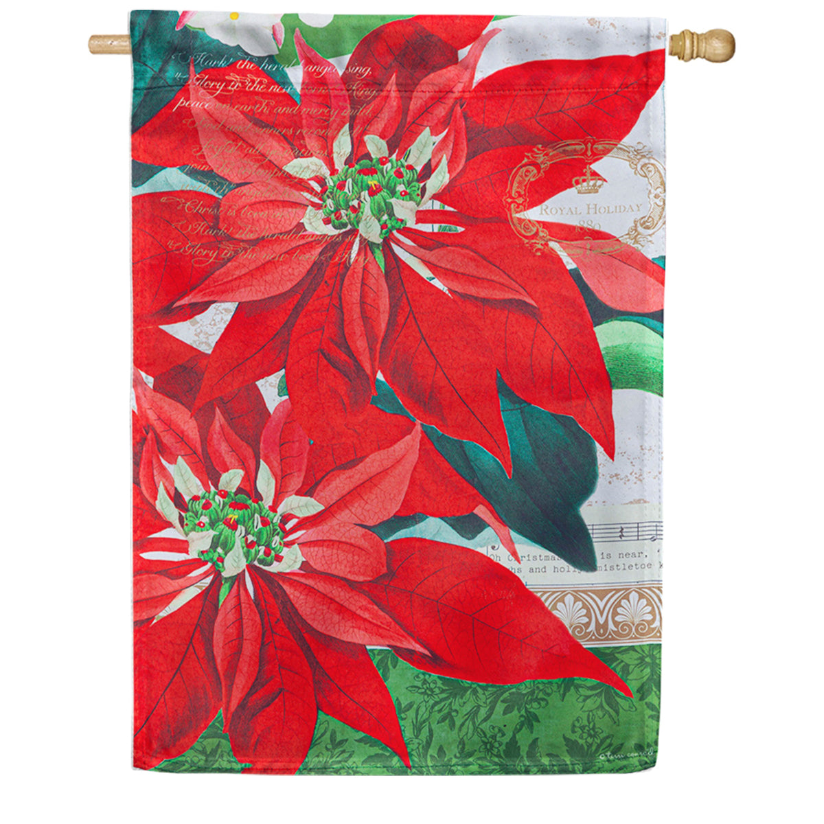 Evergreen Christmas Cow Burlap House Flag