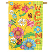 Evergreen Welcome Spring Suede House Flag