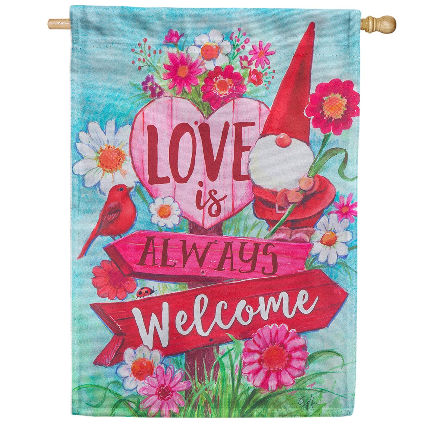 Evergreen Love is Always Welcome Suede House Flag