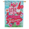 Evergreen Love is Always Welcome Suede House Flag