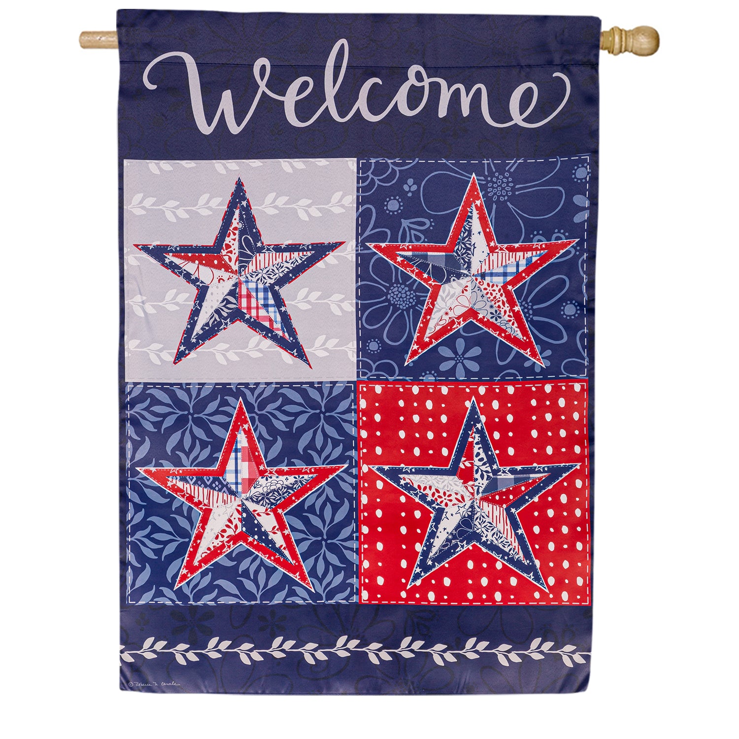 Evergreen Suede House Flag - Red White and Blue Stars