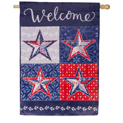 Evergreen Suede House Flag - Red White and Blue Stars