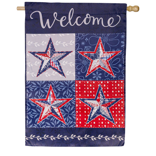 Evergreen Suede House Flag - Red White and Blue Stars