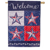 Evergreen Suede House Flag - Red White and Blue Stars