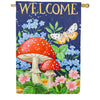 Evergreen Welcome Mushroom House Flag