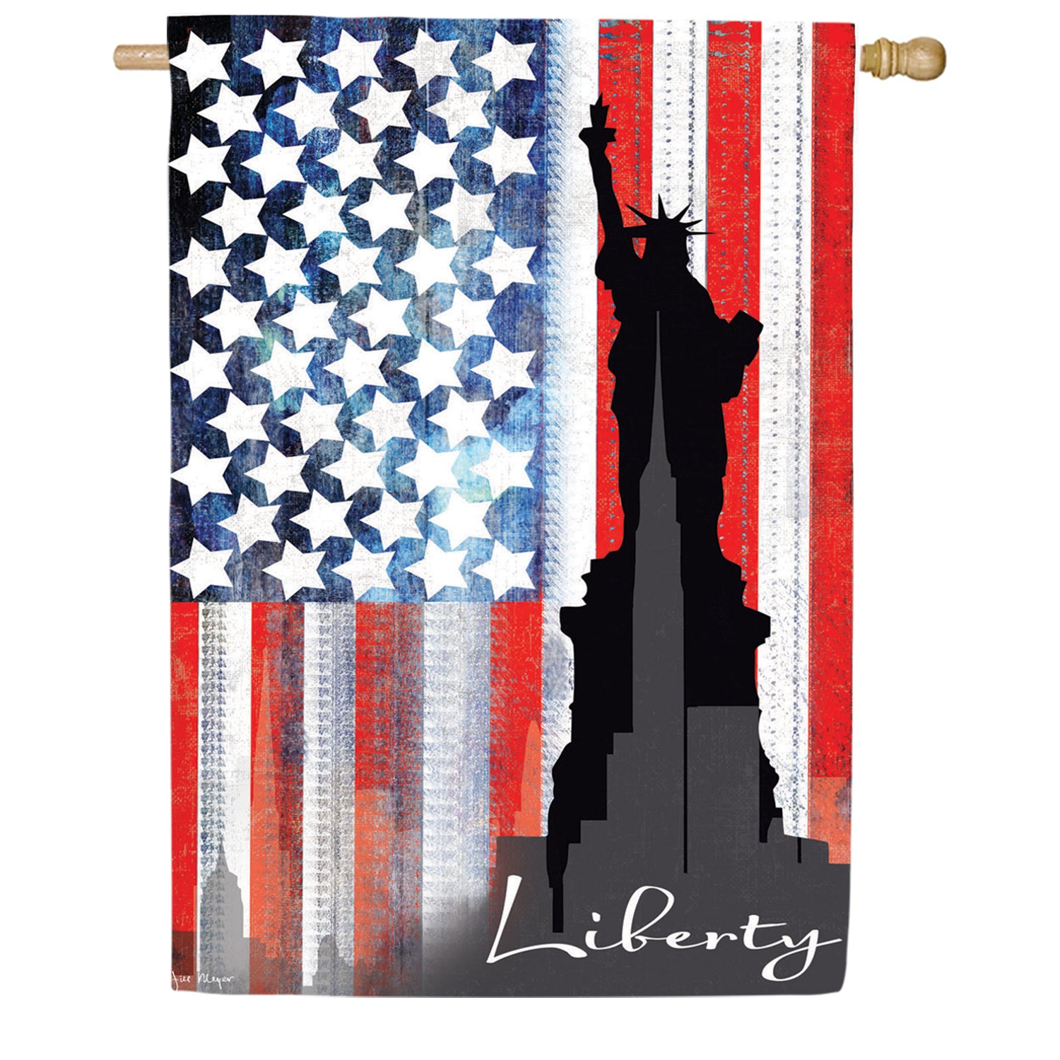 Evergreen Suede 2-Sided House Flag - Liberty Statue