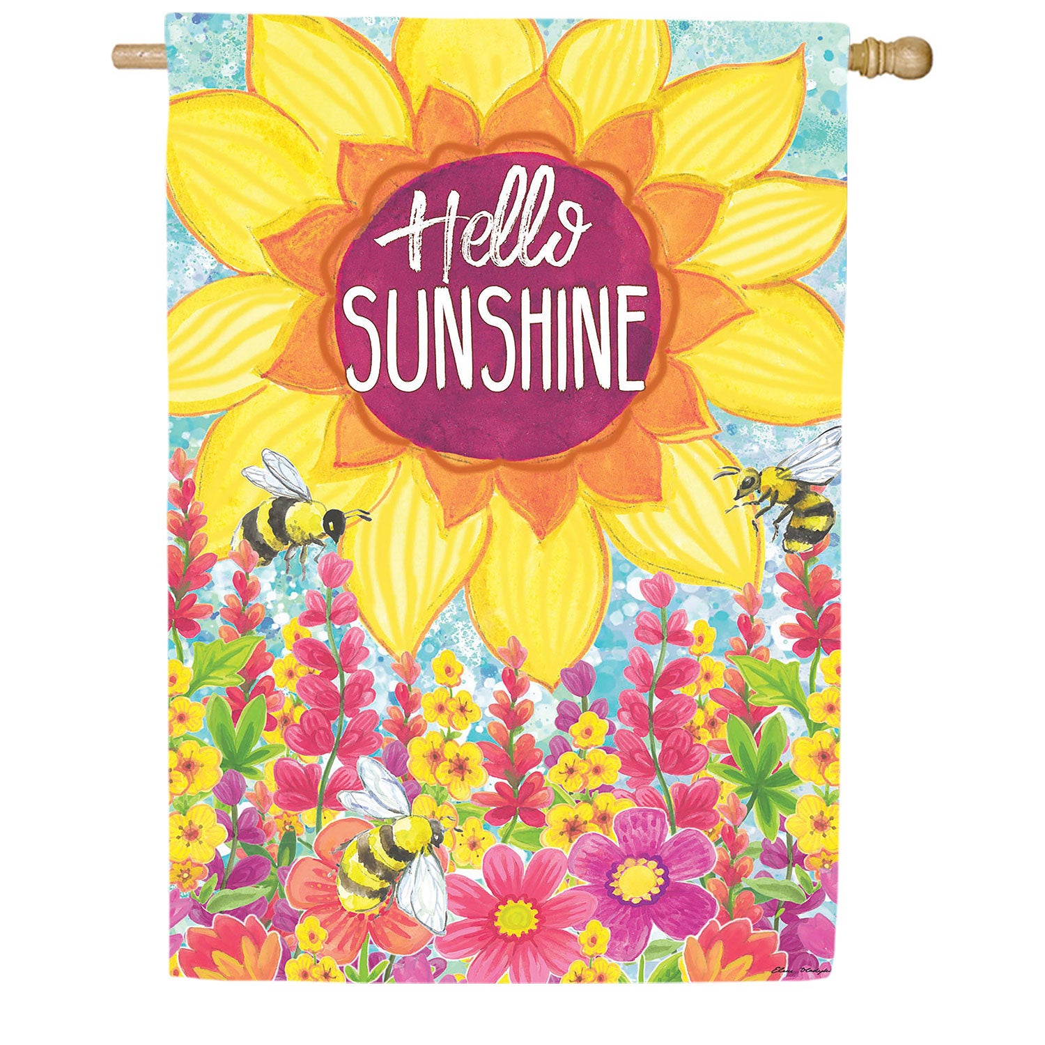Evergreen Hello Sunshine Suede House Flag