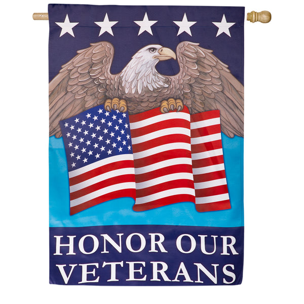 Evergreen Suede 2-Sided House Flag - Honor Our Veterans