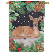Evergreen Woodland Peace on Earth Deer House Flag