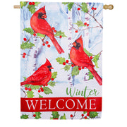 Evergreen Winter Visit Suede House Flag
