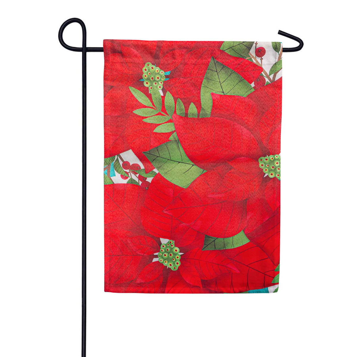 Evergreen Poinsettias Suede House Flag