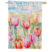 Evergreen Suede 2-Sided House Flag - Tulip Fields