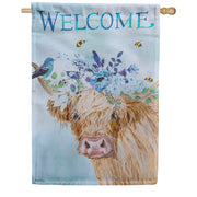 Evergreen Floral Cow Suede 2-Sided House Flag
