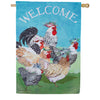 Evergreen Floral Chickens Suede House Flag