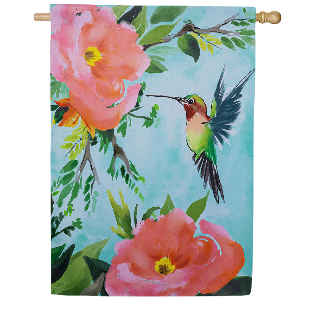 Evergreen Hummingbird Suede House Flag
