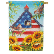 Evergreen Stars and Sparrows Suede House Flag