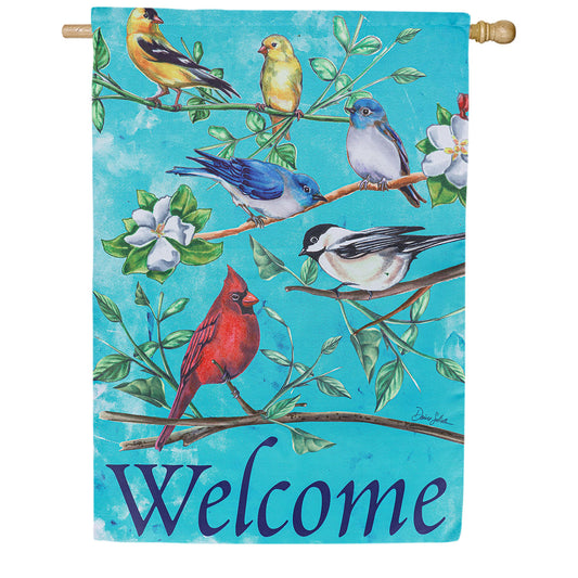 Evergreen Multi Birds Suede House Flag