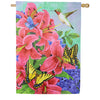 Evergreen Swallowtail and Hummingbird Suede House Flag
