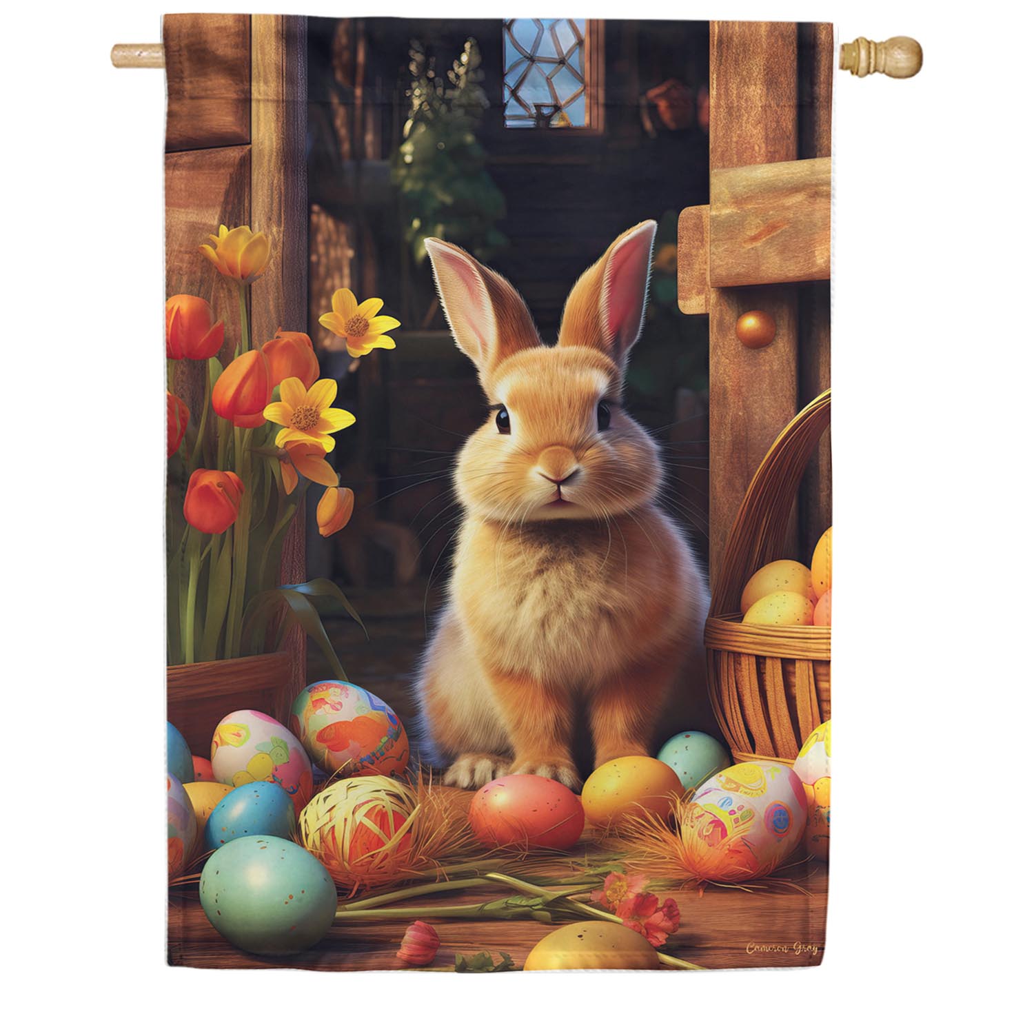 Evergreen Suede 2-Sided House Flag - Hoppy Easter