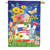 White Watering Can Double Sided Suede House Flag