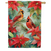 Cardinals In Winter Double Sided Suede House Flag