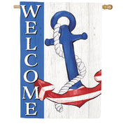 Evergreen Patriotic Anchor Suede 2-Sided House Flag