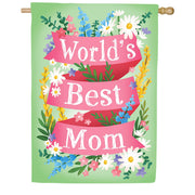 Evergreen World's Best Mom Suede 2-Sided House Flag