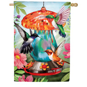 Evergreen Feeder Frenzy Suede 2-Sided House Flag