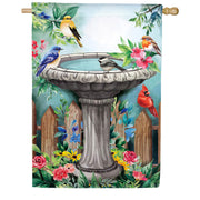 Evergreen Bathing Songbirds Suede House Flag
