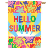 Evergreen Tropical Hello Summer Suede House Flag