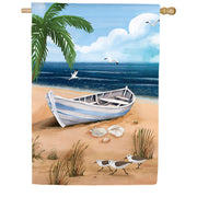 Evergreen Beached Skiff Suede House Flag