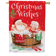 Evergreen Christmas Wishes Suede House Flag
