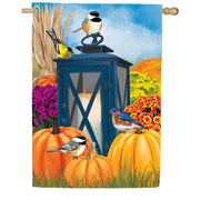 Evergreen Harvest Lantern Suede House Flag