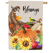Evergreen Grateful Cornucopia Suede House Flag