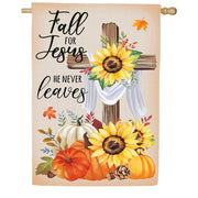 Evergreen He Will Never Leave Suede House Flag